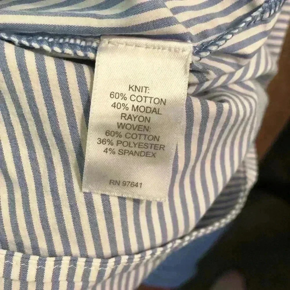 J Jill Large Blue and White Stripe Tunic Blouse L/S Cotton and Modal - Picture 5 of 5